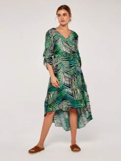 Tropical Leaf Ruffle Dress -Out Shino Sales Store f 5051839592438