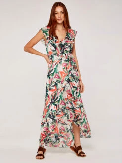 Palm Print Ruffle Dress -Out Shino Sales Store f 5051839594401