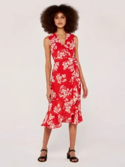 Graphic Floral Wrap Dress