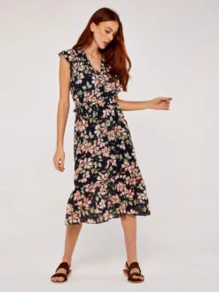 Smock Det Soft Floral Midi Dress -Out Shino Sales Store f 5051839628175