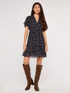 Ditsy Angel Sleeve Dress -Out Shino Sales Store t 5051839594265